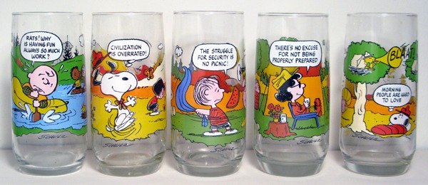 1983 McDonald's Peanuts Camp Snoopy Glass-Properly Prepared-Lucy VINTAGE 