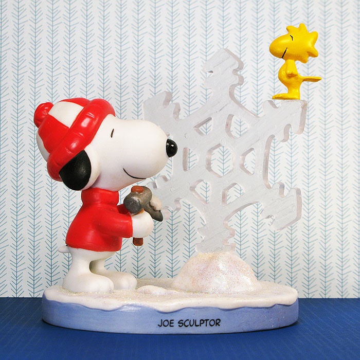 Snoopy & Woodstock with Snowflake Ice Sculture Figurine
