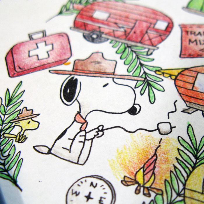 Snoopy & Woodstock Go Camping - Peanuts Adult Coloring Book