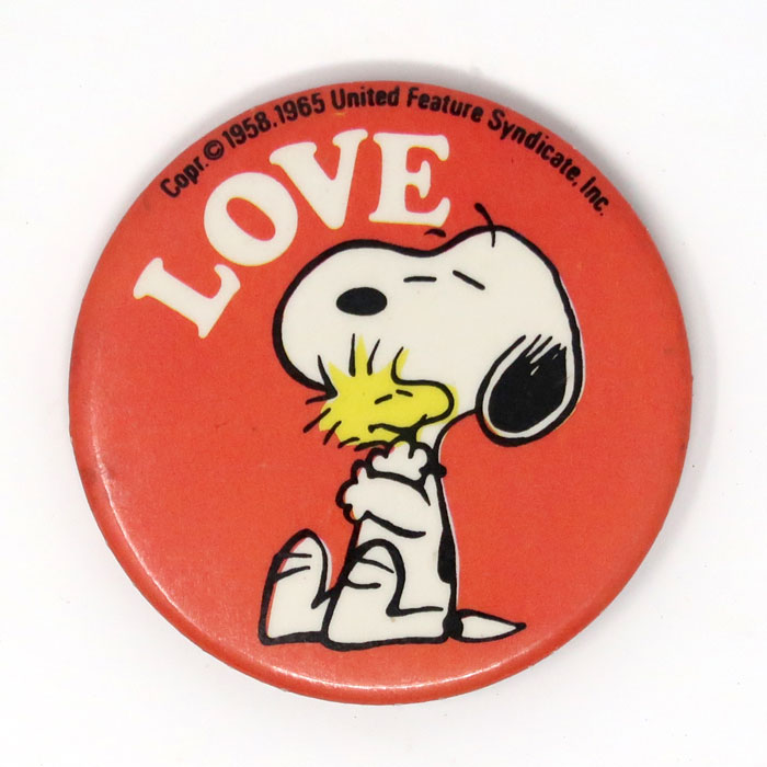 Snoopy hugging Woodstock Button